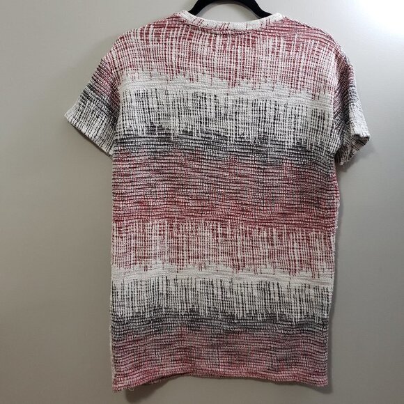 Zara * Abstract Red Black Ivory Tunic * Pockets S - Picture 3 of 10